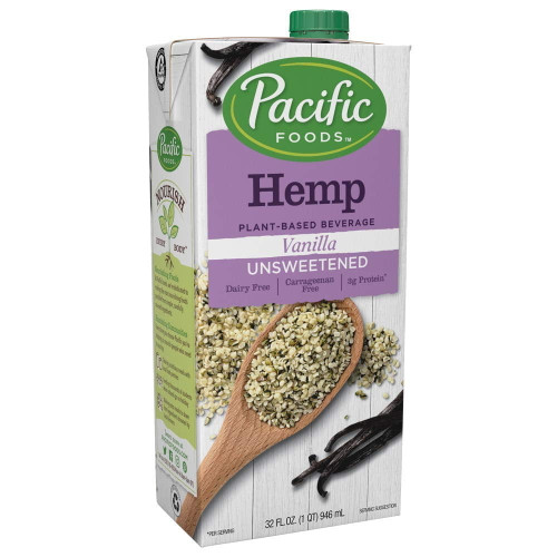 Pacific Foods Hemp Non-dairy Beverage Unsweetened Vanilla -- 32 Fl Oz Pack Of 2