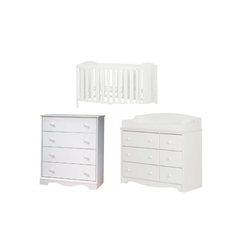 South Shore Angel 3 In 1 Crib Chest And Changing Table Set In Pure White