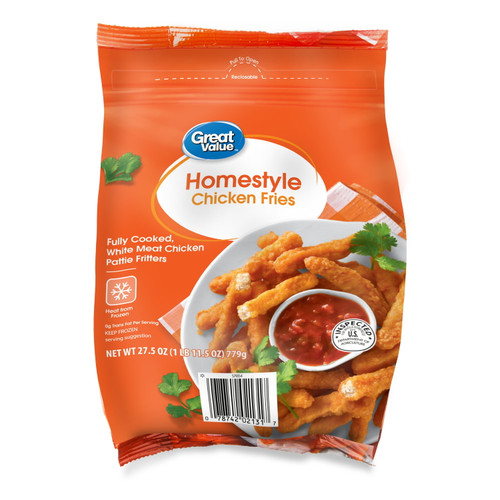 Great Value Homestyle Chicken Fries, 27.5 Oz (frozen)