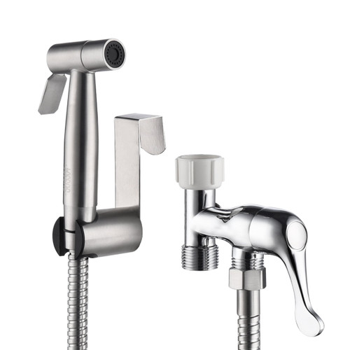Aukfa Adjustable Water Pressure Handheld Diaper Sprayer, Brushed Nickel