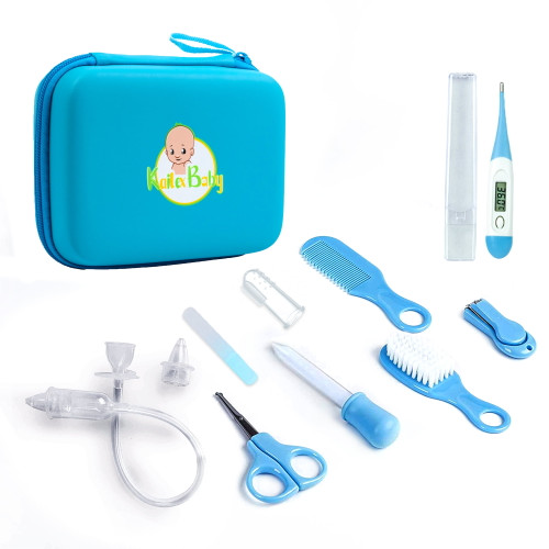 Kailexbaby Baby Safety Health Care Hygiene Grooming Kit, Nail Clippers, Hair Brush, Comb, Scissors For Boys - Blue