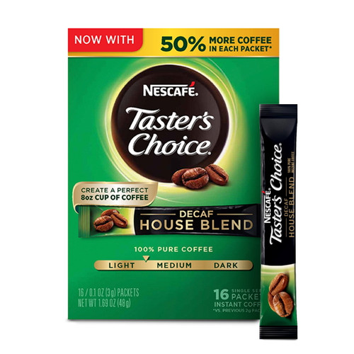 Nescafé Taster's Choice Decaf House Blend, Medium Roast Instant Coffee, 16 Count Box