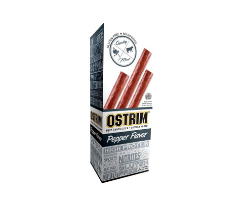 Ostrim Beef & Ostrich Snack Stick, Pepper, Pack Of 10, 1.5 Oz Sticks