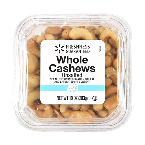 Freshness Guaranteed Unsalted Whole Cashews, 10 Oz