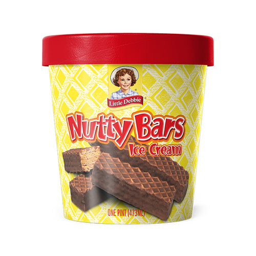 Little Debbie Nutty Bars Ice Cream Pint, Peanut Butter Ice Cream With Fudge