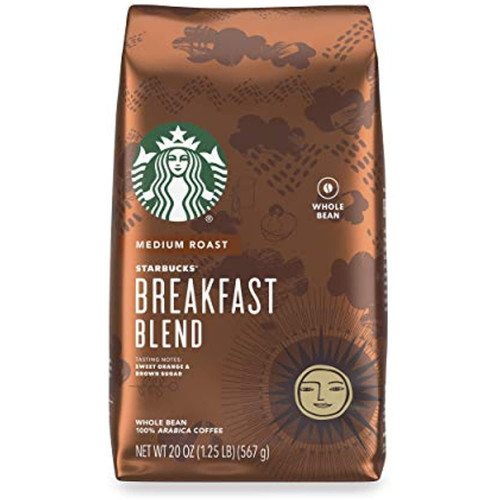 Starbucks Breakfast Blend Medium Roast Whole Bean Coffee, 20 Ounce (pack Of 1)