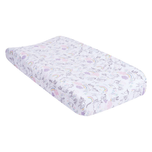 Playful Unicorns Quilted Jersey Changing Pad Cover
