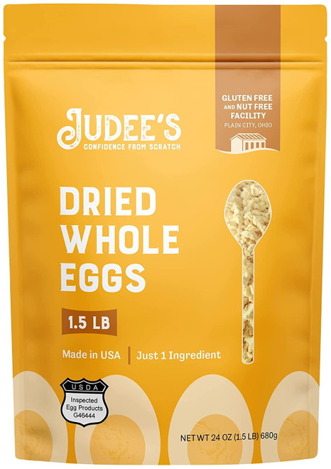 Judee’s Whole Egg Powder 1.5 Lb - No Additives, Just One Ingredient, Pasteurized - 100% Non-gmo - Gluten-free And Nut-free - Great For Camping And Baking - Quick And Easy For Outdoor Preparations