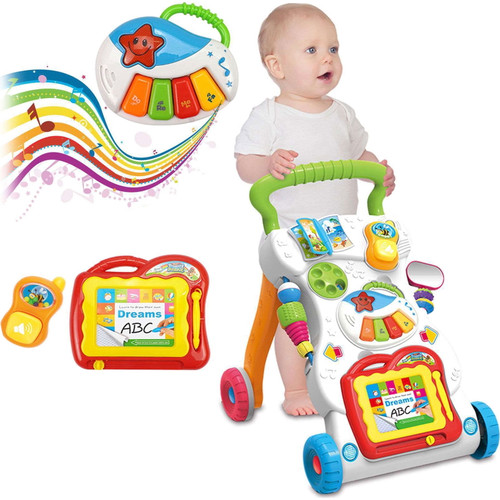 Kids Toy Early Education Musical Multifunctional Cartoon Walker For Playing Walk Learning Baby Kids Toddler