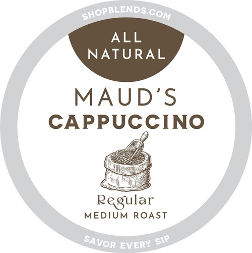 Maud's Classic Cappuccino Coffee Pods (medium Dark Roast) 16ct. Solar Energy Produced Recyclable Single Serve 1 Step Cappuccino Pods, 100% Arabica Coffee, Milk And Sugar Included, Kcup Compatible