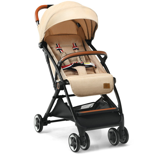 Infans Lightweight Baby Stroller Aluminium Frame W/ Net For Travel Beige