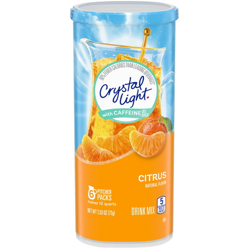 Crystal Light Citrus Drink Mix With Caffeine 2.53 Oz. Canister (4-pack)