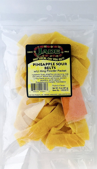 Jade Pineapple Sour Belts With Li Hings Powder Packet, 8 Oz.