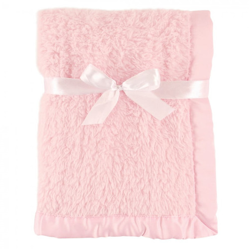 Hudson Baby Infant Girl Sherpa Plush Blanket With Satin Binding, Pink, One Size