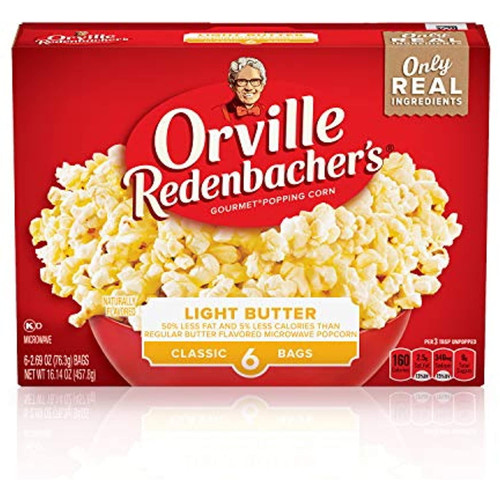 Orville Redenbachers Light Butter Popcorn, Classic Bag, 6 Ct