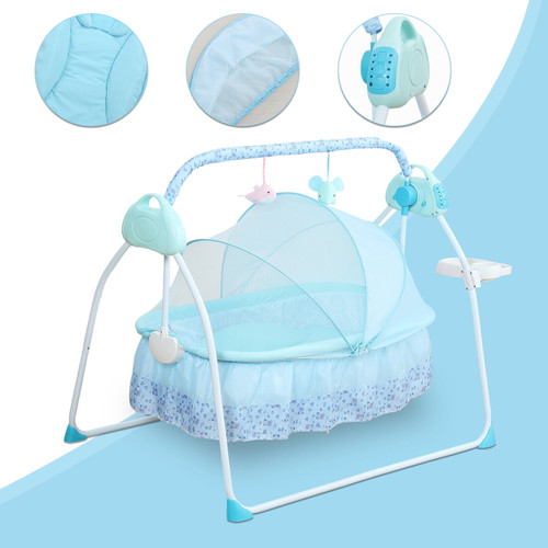 Oukaning Electric Baby Cradle Auto Swing Function Bluetooth Melodies Baby Bouncer + Usb