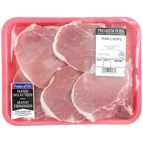 Fresh Pork Loin Center Cut Chops, Thin