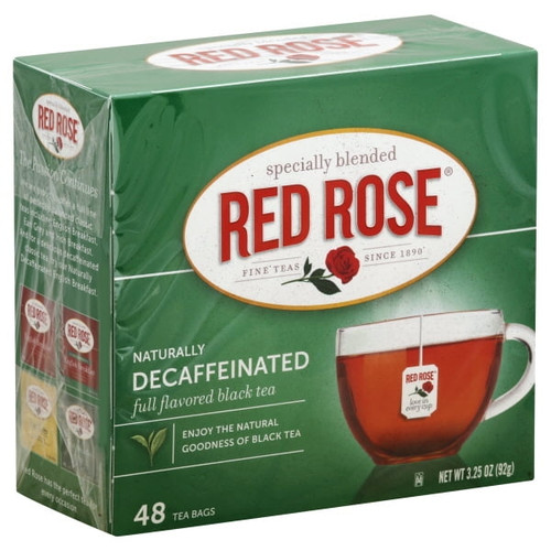 Red Rose, Naturally Decaffeinated Black Tea, Tea Bags, 48 Ct