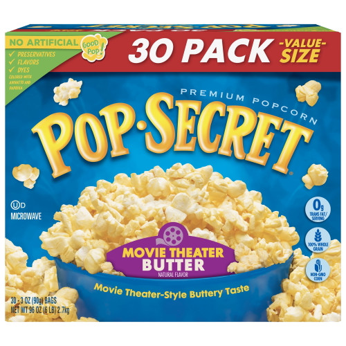 Pop Secret Microwave Popcorn, Movie Theater Butter, 3 Oz, 30 Ct Pack Of 2