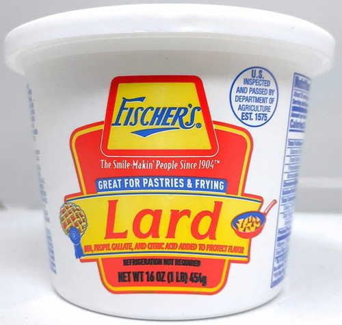 Fischers Lard 16 Oz Great For Pastries And Cooking Pickled Sausage And Eggs