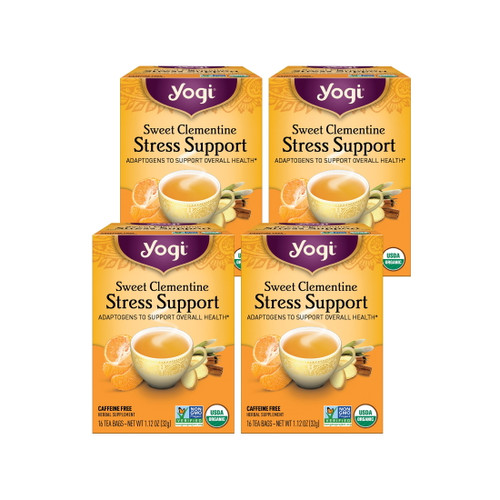 Yogi Tea Sweet Clementine Stress Support, Herbal Tea, Wellness Tea Bags, 4 Boxes Of 16
