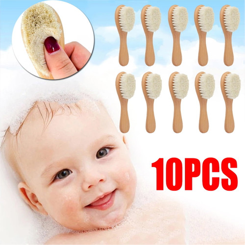 1/2/4/6/8/10/12/14/16/18/20pieces Baby Hair Brush, Natural Soft Goat Hair Brush Shower Brush Skin Cleansing Tool For Newborns And Toddlers