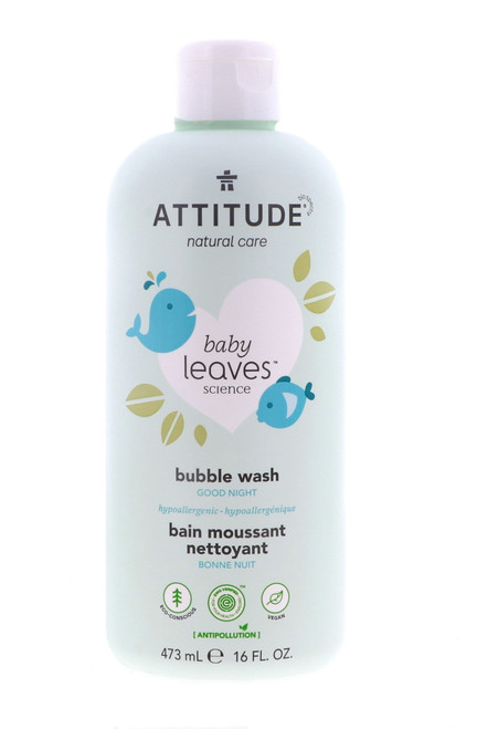 Attitude Baby Leaves Bubble Wash Night Almond Milk 16 Ounce, Pack Of 2