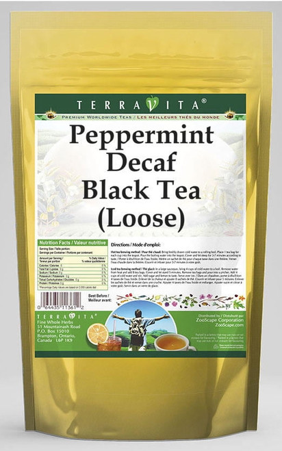 Terravita Peppermint Decaf Black Tea, (peppermint Decaf,loose Leaf Black Tea, 4 Oz, 1-pack, Zin: 533324)