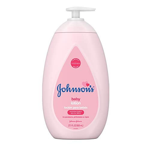 Johnson's Moisturizing Pink Baby Lotion With Coconut Oil, Gentle, Nourishing & Hydrating Baby Body Lotion, Hypoallergenic, Paraben-free, Sulfate-free, Dye-free, Phthalate-free, 27.1 Fl. Oz