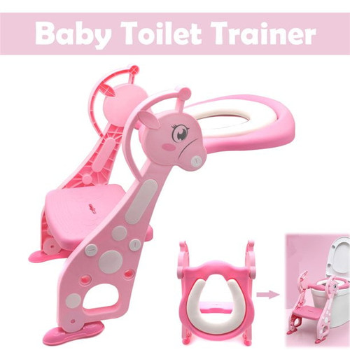 Httmt- Pink Dear Kids Potty Training Seat W/ Step Ladder Toilet Chair For Child Toddler [p/n: Et-baby001-pink]