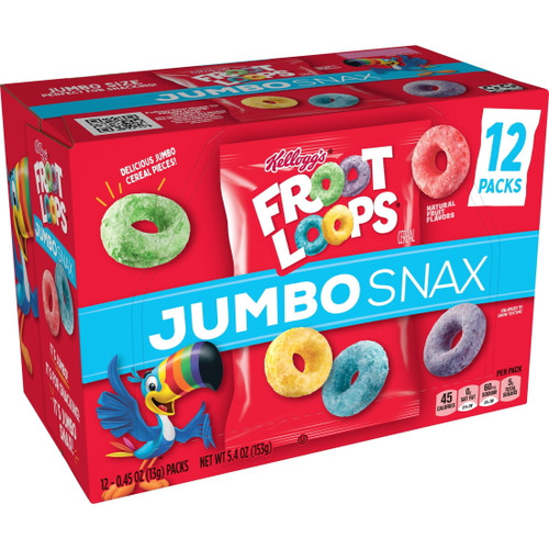 Kellogg's Froot Loops Jumbo Snax Cereal Snacks, Original, 5.4 Oz, 12 Count