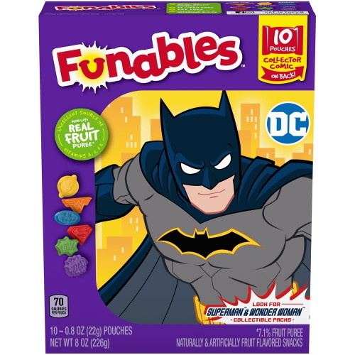 Funables Dc Comics Fruit Flavored Fruit Snacks, 8.0 Oz, 10 Count