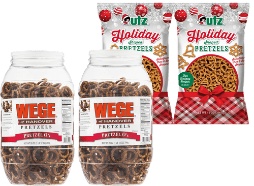 Wege Circle Pretzel O's, Round Salted Pretzels & Utz Holiday Pretzels, Variety 4-pack