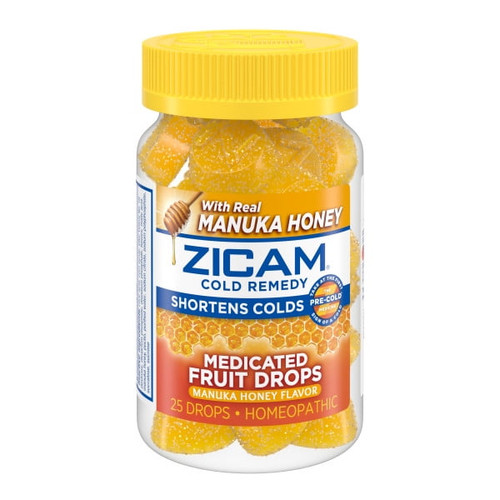 Zicam Cold Remedy Medicated Fruit Drops Manuka Honey Flavor 25ct 1 Ea(2pack)