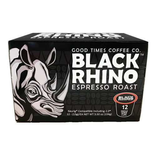 Black Rhino Espresso Roast Coffee, Single Serve Cups For Keurig K-cup Brewers, 12 Count