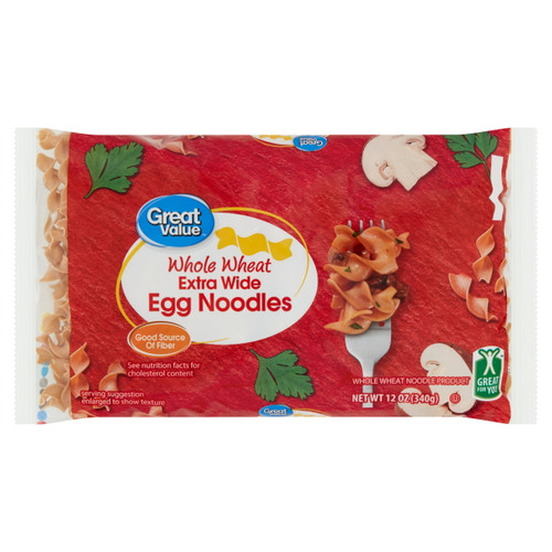Great Value Whole Wheat Egg Noodles, 12 Oz