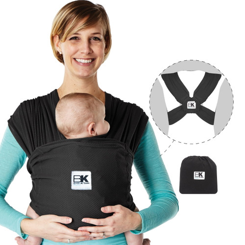 Baby K'tan Breeze Baby Wrap Carrier, Infant And Child Sling - Simple Pre-wrapped Holder For Babywearing - No Tying Or Rings - Carry Newborn Up To 35 Lbs, Black, Small (w Dress 6-8 / M Jacket 37-38)