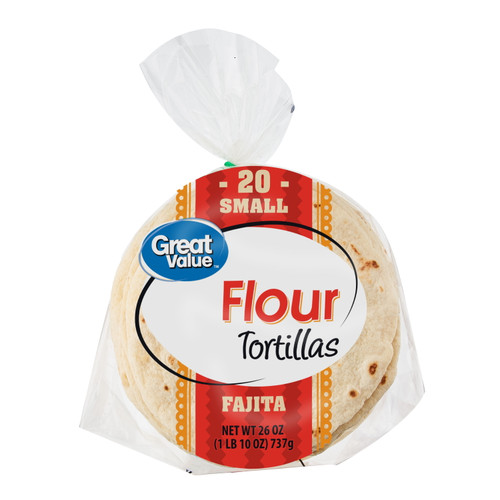 Great Value Small Fajita Flour Tortillas, 26 Oz, 20 Count