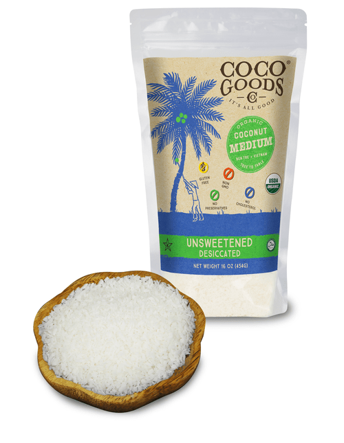 Organic Unsweetened Desiccated Coconut, Medium Grade 16 Oz, 2 Pack