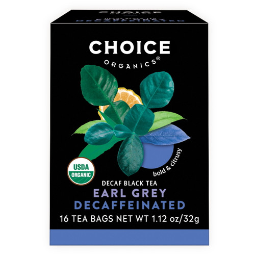 Choice Organics Decaf Earl Grey Tea, Decaffeinated, Black Tea Bags, 16 Count