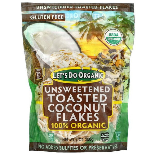 Edward & Sons, Let's Do Organic, 100% Organic Unsweetened Toasted Coconut Flakes, 7 Oz
