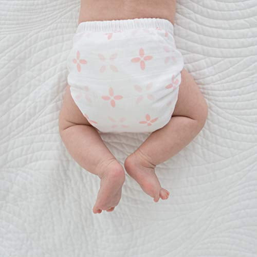 Smartnappy Cotton Muslin By Amazing Baby, Nextgen Hybrid Cloth Diaper Cover + 1 Bi-fold Reusable Insert + 1 Reusable Booster, Springfield, Pink, Size 1, 5-10 Lbs