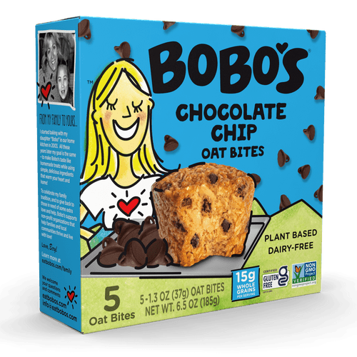 Bobo's Oat Bites, Plant Based, Chocolate Chip, 5 Pack, 1.3 Oz Bars