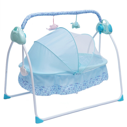 Tfcfl Electric Baby Crib Cradle Auto Swing Rocking Chair Intelligent Control W/ Music