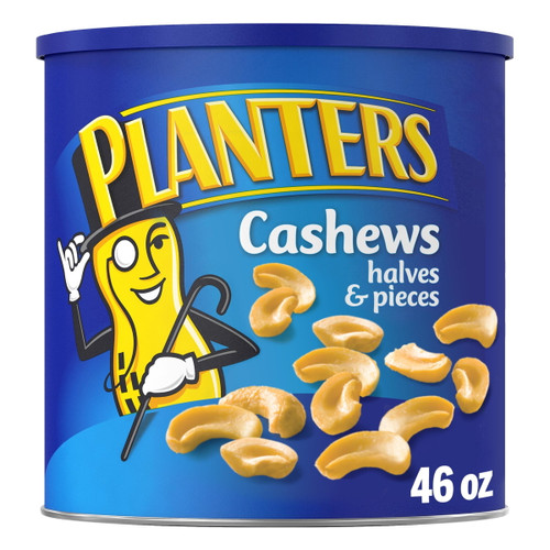 Planters Cashews Halves & Pieces With Sea Salt, 46 Oz Lb Canister