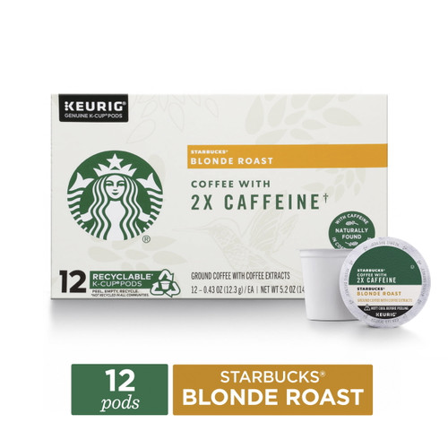 Starbucks Blonde Roast Coffee With 2x Caffeine, K-cup Coffee Pods, 100% Arabica, 12 Ct​
