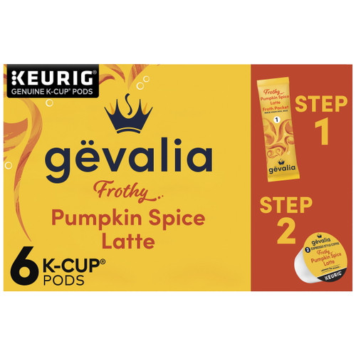 Gevalia Frothy 2-step Pumpkin Spice Latte Espresso K-cup® Coffee Pods & Froth Packets Kit, 6 Ct Box