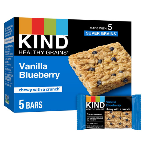 Kind Healthy Grains Bars, Vanilla Blueberry , 1.2 Oz, 5 Count