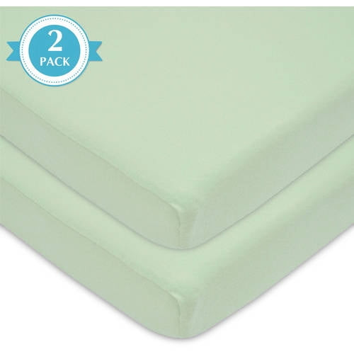 American Baby Co. Cotton Jersey Knit Fitted Playard Sheet, Celery 2pk
