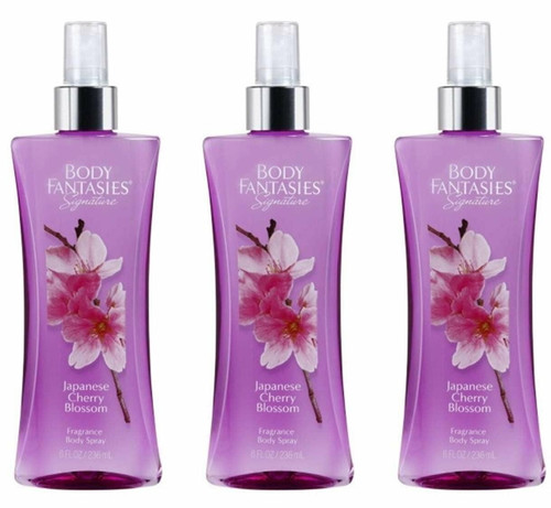 Pack Of 3 - Body Fantasies Signature Fragrance Body Spray, Japanese Cherry Blossom, 8 Fluid Ounce